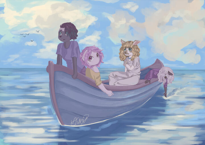 A boat with friends in it